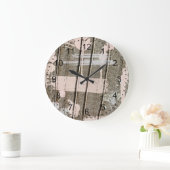 Grande Horloge Ronde Bois rose peint (Maison)