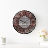 Grande Horloge Ronde Bois rustique (rouge) (Maison)