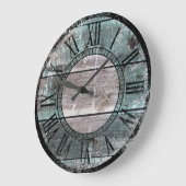 Grande Horloge Ronde Bois rustique (vert) (Angle)