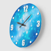 Grande Horloge Ronde Bokeh bleu turquoise ombre points abstraits simple (Angle)