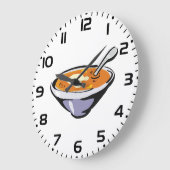 Grande Horloge Ronde Bol soupe de tomate avec cuillère (Angle)