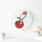 Grande Horloge Ronde Bombe cerise parties scintillant (Maison)