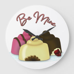 Grande Horloge Ronde Bonbons de la Saint-Valentin "Soyez à moi"
