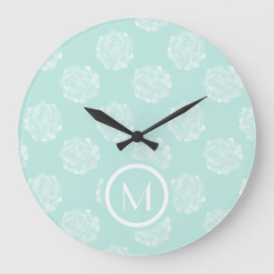 Grande Horloge Ronde Bonheur   Patt succulent en pastel d'usine du