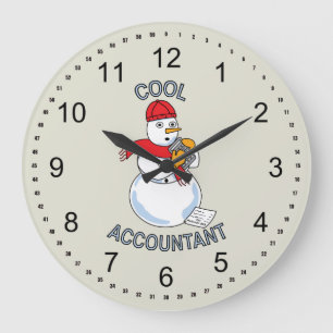 Grande Horloge Ronde Bonhomme de neige comptable cool