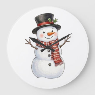 Grande Horloge Ronde Bonhomme de neige heureux