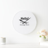 Grande Horloge Ronde Bonjour ajouter un message de nom simple minimum é (Maison)