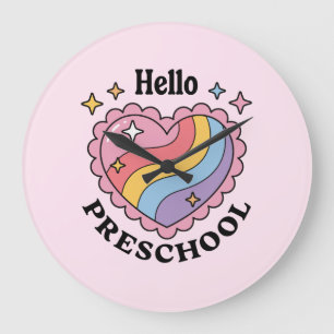 Grande Horloge Ronde Bonjour préscolaire Retour à l'école maternelle