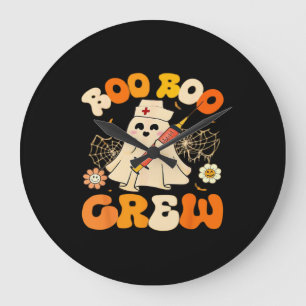 Grande Horloge Ronde Boo Boo Crew Drôle Fantôme Pour Infirmière, Rétro