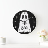 Grande Horloge Ronde BOO! Spooky Cute Ghost Halloween Black White (Maison)