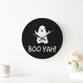 Grande Horloge Ronde Boo Yah Funny Halloween Ghost (Maison)
