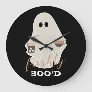 Grande Horloge Ronde Boo'd Halloween Cute Ghost Noir