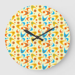 Grande Horloge Ronde Boomerangs Rétro Personnalisables