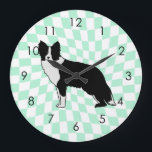Grande Horloge Ronde Border Collie Dog Abstract<br><div class="desc">Perfect abstract dog illustration for dog lovers ! Cute border collie dog with whimsical design. Border collie dog mama,  border collie dog dad,  this one is for you. Alors border collie dog illustration for kids.</div>