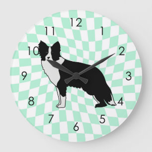 Grande Horloge Ronde Border Collie Dog Abstract