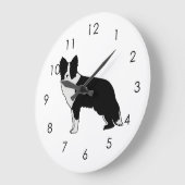 Grande Horloge Ronde Border Collie Dog Abstract (Angle)