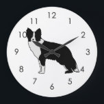 Grande Horloge Ronde Border Collie Dog Abstract<br><div class="desc">Perfect abstract dog illustration for dog lovers ! Cute border collie dog with whimsical design. Border collie dog mama, border collie dog dad, this one is for you. Alors border collie dog illustration for kids.</div>