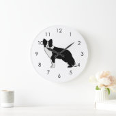 Grande Horloge Ronde Border Collie Dog Abstract (Maison)