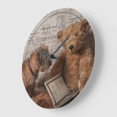 Grande Horloge Ronde Bordure Terrier Et Teddy Lecture De L'Ours, Horlog (Angle)