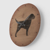 Grande Horloge Ronde Bordure Terrier Silhouette Style rustique (Angle)