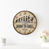 Grande Horloge Ronde Born to Grill Funny BBQ Evolution (Maison)