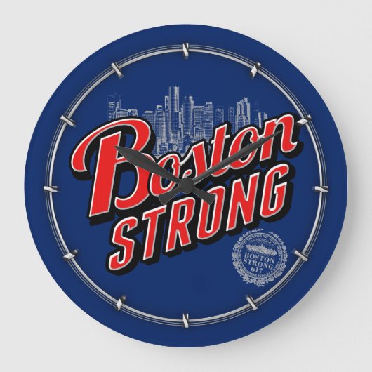 Grande Horloge Ronde Boston Strong dans un décor rouge et bleu (Recto)