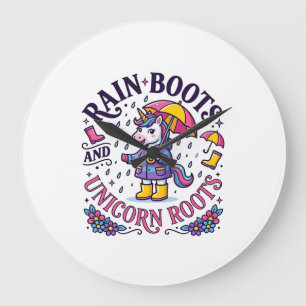 Grande Horloge Ronde Bottes de pluie licorne et commercial Sh de racine