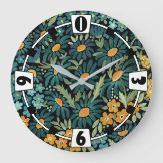 Grande Horloge Ronde Bouches d'aquarelle bleu