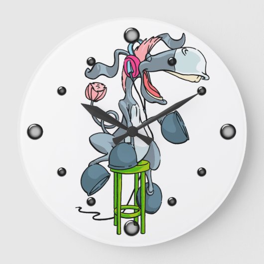 Grande Horloge Ronde Boucle murale de musique Donkey (Recto)