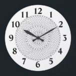 Grande Horloge Ronde Boucles spirales Fibonacci<br><div class="desc">Horloge personnalisable avec boucles spirales Fibonacci. La couleur Arrière - plan peut être changée en n'importe quelle couleur. Numéros personnalisables : N'hésitez pas à modifier la police,  la couleur,  l'angle et le contenu de tous les nombres.</div>