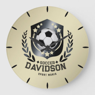 Grande Horloge Ronde Bouclier de football classique Texte et arrière-