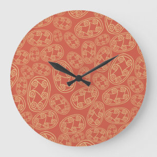 Grande Horloge Ronde Boucliers tribaux égyptiens à l'horloge à mur roug