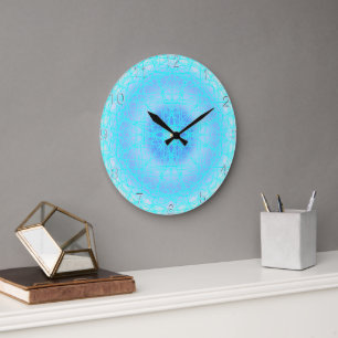 Grande Horloge Ronde Boule de glace bleue Boule de neige Flèche de mur
