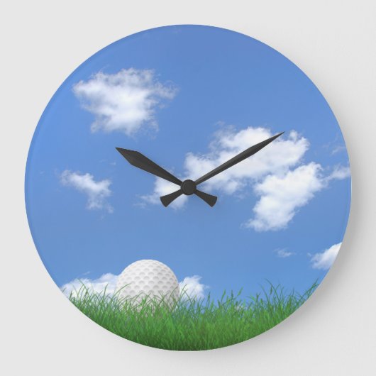 Grande Horloge Ronde Boule de golf dans l'herbe (Recto)