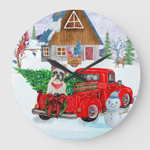 Grande Horloge Ronde Bouledogue français dans un camion de livraison de
