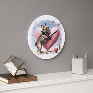 Grande Horloge Ronde Bouledogue français Saut de coeur Bouledogue franç