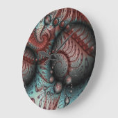 Grande Horloge Ronde Boules d'art Abstrait Fractal Imaginaire Bleu Brow (Angle)