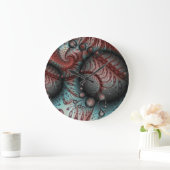 Grande Horloge Ronde Boules d'art Abstrait Fractal Imaginaire Bleu Brow (Maison)