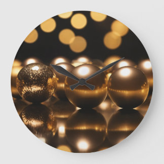 Grande Horloge Ronde Boules d'or 002