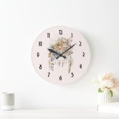 Grande Horloge Ronde Bouquet de fleurs Boho et Dreamcatcher (Maison)