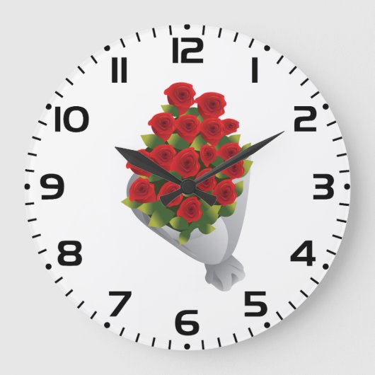 Grande Horloge Ronde Bouquet De Roses Rouges (Recto)