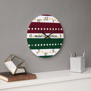 Grande Horloge Ronde Bourgogne et Noël aux pois dorés émeraude 