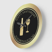 Grande Horloge Ronde Bouteille Parties scintillant Or Et Verre (Angle)