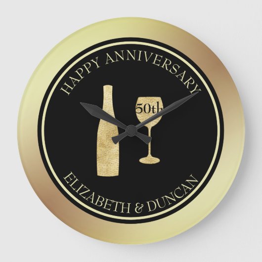 Grande Horloge Ronde Bouteille Parties scintillant Or Et Verre (Recto)