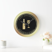 Grande Horloge Ronde Bouteille Parties scintillant Or Et Verre (Maison)