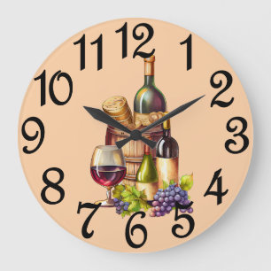 Grande Horloge Ronde Bouteilles De Vin