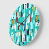 Grande Horloge Ronde Bouteilles de vin, couleurs multi, arrière - plan (Angle)