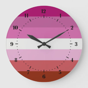 Grande Horloge Ronde Bouton à lèvres drapeau de la fierté lesbienne Gra