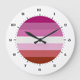 Grande Horloge Ronde Bouton à lèvres drapeau de la fierté lesbienne Gra