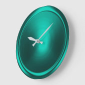 Grande Horloge Ronde Bouton vert turquoise (Angle)